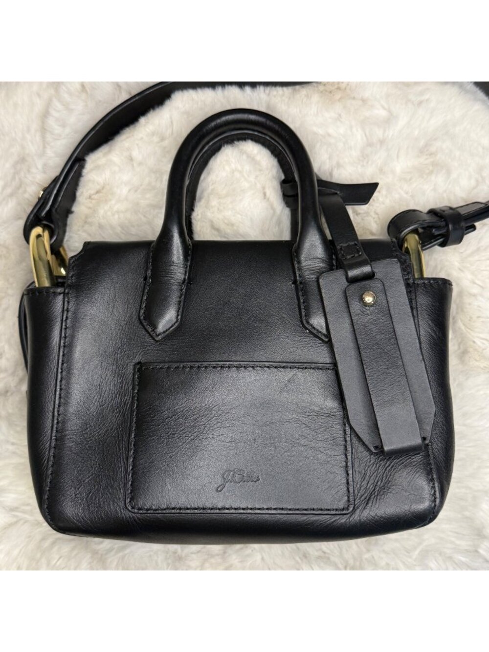 J.Crew 'Mini Harper' Black Leather Crossbody w/ Adjustable Strap & Gold Hardware